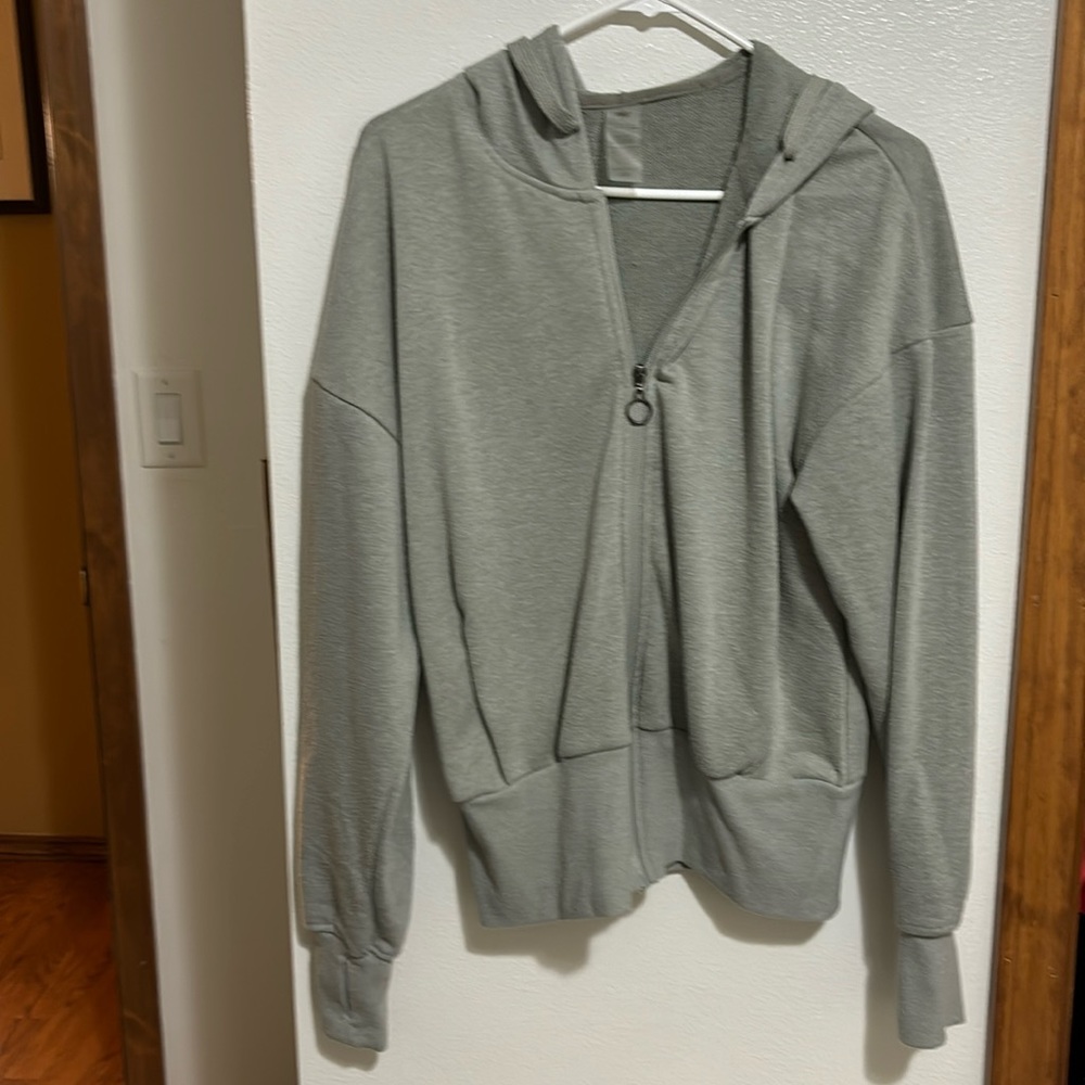 GAIAM army green hooded zip up, size L